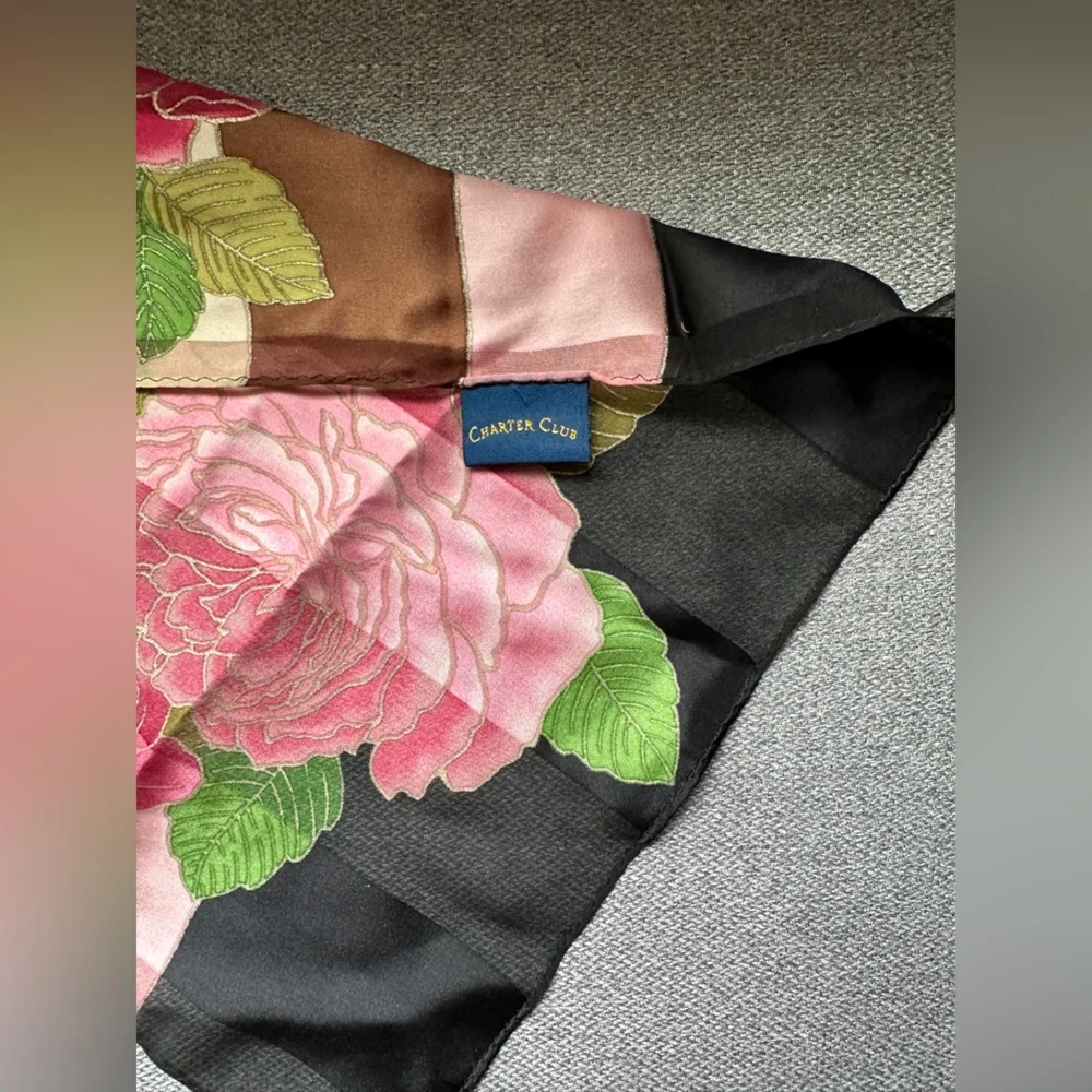 Charter Club 100% Silk Floral Scarf
